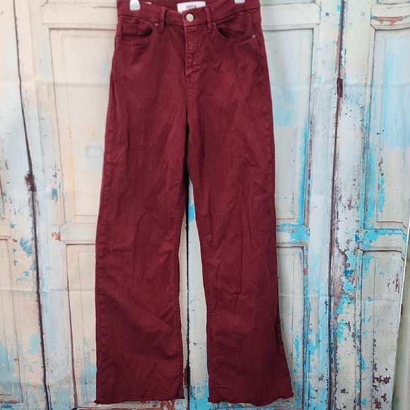 Mica Los Angeles Burgundy High Rise Wide Leg Pants - Picture 2 of 8